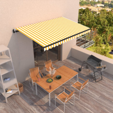 vidaXL sárga és fehér automata napellenző 450 x 300 cm kerti bútor