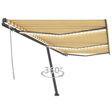 vidaXL sárga és fehér kézzel kihúzható LED-es napellenző 600x300 cm kerti bútor