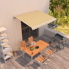 vidaXL sárga és fehér kézzel kihúzható napellenző 350 x 250 cm kerti bútor