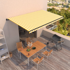 vidaXL sárga és fehér kézzel kihúzható napellenző 500 x 300 cm kerti bútor