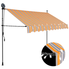 vidaXL sárga és kék kézzel kihúzható LED-es napellenző 300 cm kerti bútor