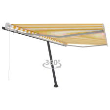 vidaXL sárga-fehér automata póznás napellenző 450 x 300 cm kerti bútor