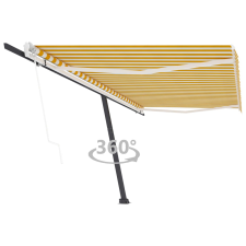 vidaXL sárga-fehér automata póznás napellenző 500 x 300 cm kerti bútor