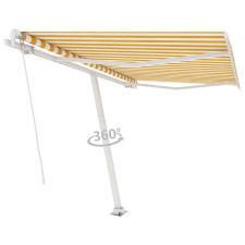 vidaXL sárga-fehér kézzel kihúzható póznás napellenző 300 x 250 cm kerti bútor