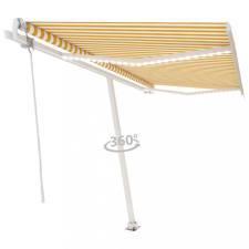 vidaXL Sárga-fehér szélérzékelős és LED-es napellenző 400 x 300 cm kerti bútor