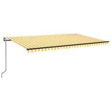 vidaXL sárga-fehér szélérzékelős és LED-es napellenző 500 x 300 cm (3069153) kerti bútor
