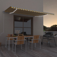 vidaXL sárga-fehér szélérzékelős és LED-es napellenző 500 x 350 cm kerti bútor
