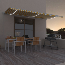 vidaXL Sárga-fehér szélérzékelős és LED-es napellenző 600x300 cm kerti bútor