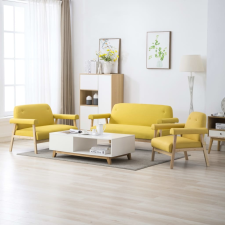 vidaXL sárga huzatú 3 részes hatszemélyes ülőgarnitúra bútor