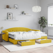 vidaXL Sárga kihúzható bársony heverő fiókkal 80 x 200 cm ágy és ágykellék