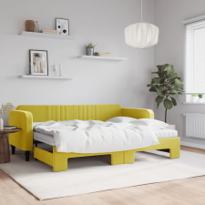 vidaXL sárga kihúzható bársony heverő matraccal 80 x 200 cm ágy és ágykellék