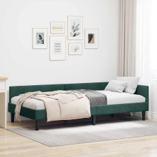vidaXL Sarok Ágykeret Sötétzöld 100 x 200 cm Bársony és Mérnökölt fa ágy és ágykellék