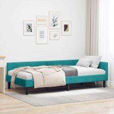 vidaXL Sarok Ágykeret Türkiz 90 x 200 cm Bársony és Mérnökölt fa ágy és ágykellék