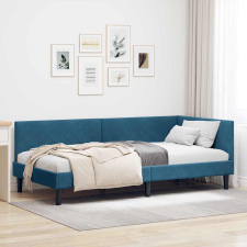vidaXL Sarokágy keret Egyéb Kék 90 x 190 cm Velúr és műnyír ágy és ágykellék
