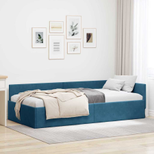 vidaXL Sarokágy keret Egyéb Kék 90 x 200 cm Velúr és műnyír ágy és ágykellék