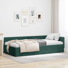 vidaXL Sarokágy keret Egyéb Sötétzöld 100 x 200 cm Velúr és műnyír ágy és ágykellék