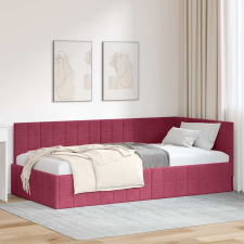 vidaXL Sarokágy keret fejtámlával bordó 90 x 190 cm Bársony ágy és ágykellék