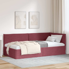 vidaXL Sarokágy keret fejtámlával bordó 90 x 200 cm szövet ágy és ágykellék