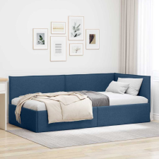 vidaXL Sarokágy keret fejtámlával Kék 90 x 200 cm szövet ágy és ágykellék