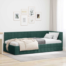 vidaXL Sarokágy keret fejtámlával Sötétzöld 90 x 200 cm Bársony ágy és ágykellék