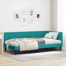 vidaXL Sarokágy keret fejtámlával Türkiz 90 x 200 cm Bársony ágy és ágykellék