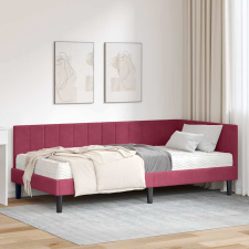 vidaXL Sarokágy keret matracmal fejtámlával bordó 90 x 200 cm Bársony ágy és ágykellék