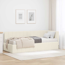vidaXL Sarokágy keret matracmal fejtámlával Krém 80 x 200 cm Bársony ágy és ágykellék