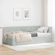vidaXL Sarokágy keret matracmal Világosszürke 90 x 190 cm Bársony ágy és ágykellék