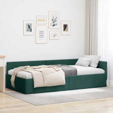 vidaXL Sarokágy keret Sötétzöld 100 x 200 cm Szövet és Mérnöki Fa ágy és ágykellék