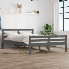 vidaXL Small Double szürke tömör fa ágykeret 120 x 190 cm ágy és ágykellék