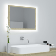 vidaXL Sonoma színű LED-es forgácslap fürdőszobai tükör 60x8,5x37 cm fürdőszoba kiegészítő
