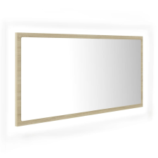 vidaXL sonoma-tölgy akril LED-es fürdőszobai tükör 90x8,5x37 cm (804935) fürdőszoba bútor