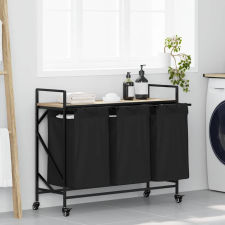 vidaXL sonoma tölgy mosodai kosár 3 rekeszes kerekekkel bútor