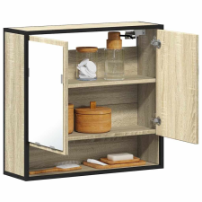 vidaXL sonoma tölgy szerelt fa tükrös fürdőszobaszekrény 65x20x60 cm fürdőszoba bútor