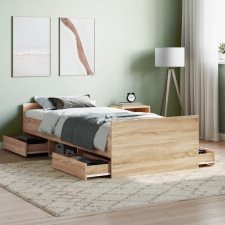 vidaXL sonoma tölgy színű ágykeret fej- és lábtámlával 100 x 200 cm ágy és ágykellék