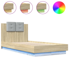 vidaXL sonoma tölgy színű ágykeret fejtámlával és LED-ekkel 75x190 cm (3210068) ágy és ágykellék