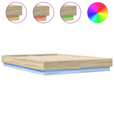 vidaXL sonoma tölgy színű ágykeret LED-világítással 150x200 cm (3209788) ágy és ágykellék