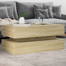 vidaXL sonoma tölgy színű dohányzóasztal LED-lámpákkal 90x50x40 cm bútor