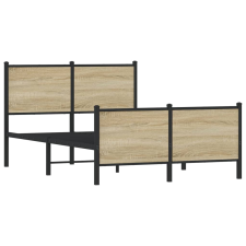 vidaXL sonoma tölgy színű fém ágykeret fej- és lábtámlával 120 x 200cm (4007732) ágy és ágykellék