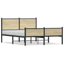 vidaXL sonoma tölgy színű fém ágykeret fej- és lábtámlával 140 x 200cm ágy és ágykellék