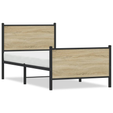 vidaXL sonoma tölgy színű fém ágykeret fej- és lábtámlával 75 x 190 cm ágy és ágykellék