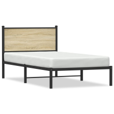 vidaXL sonoma tölgy színű fém ágykeret fejtámlával 100 x 200 cm ágy és ágykellék