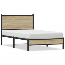 vidaXL sonoma tölgy színű fém ágykeret fejtámlával 100 x 200 cm ágy és ágykellék