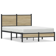 vidaXL sonoma tölgy színű fém ágykeret fejtámlával 120 x 200 cm ágy és ágykellék