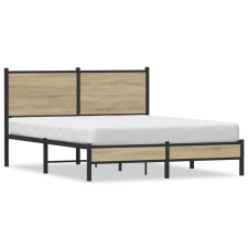 vidaXL sonoma tölgy színű fém ágykeret fejtámlával 150 x 200 cm ágy és ágykellék