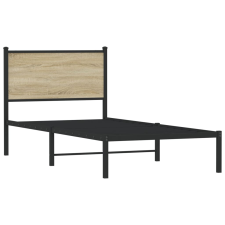 vidaXL sonoma tölgy színű fém ágykeret fejtámlával 90 x 190 cm (4007708) ágy és ágykellék
