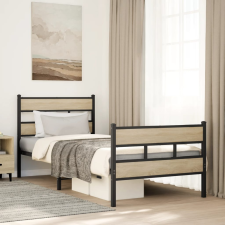 vidaXL sonoma tölgy színű fém ágykeret matrac nélkül 107 x 203 cm ágy és ágykellék