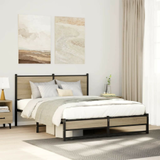 vidaXL sonoma tölgy színű fém ágykeret matrac nélkül 137 x 190 cm ágy és ágykellék
