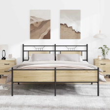 vidaXL sonoma tölgy színű fém ágykeret matrac nélkül 180 x 200 cm ágy és ágykellék