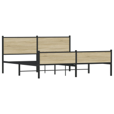vidaXL sonoma tölgy színű fém ágykeret matrac nélkül 180 x 200 cm (3301401) ágy és ágykellék